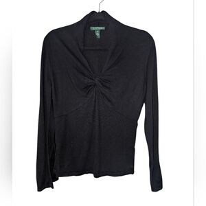 Ralph Lauren Black Long Sleeve Top with Twist Front